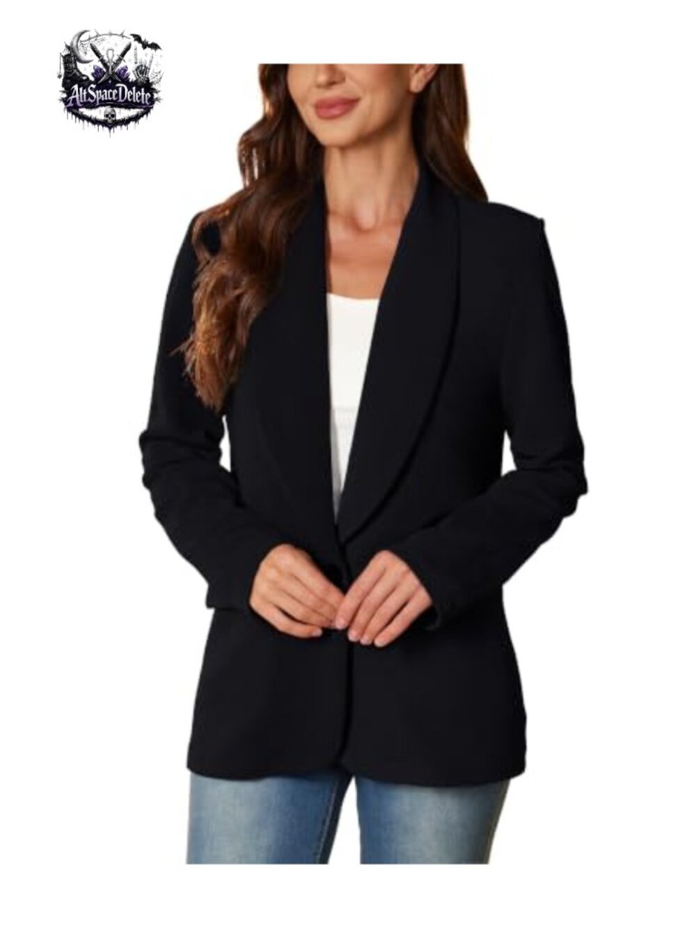 Womens Lightweight Open Front Blazer Long Sleeve Business Casual Work Jacket